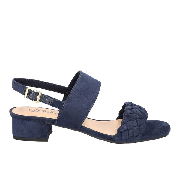 Bella Vita Women's Pri-Italy Heeled Sandal - Navy Leather Gladiator Style With Block Heel