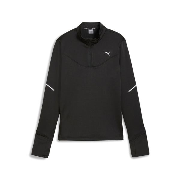 Shop Black Womens Puma Run Grid Fleece Half Zip Jacket – Shoebacca