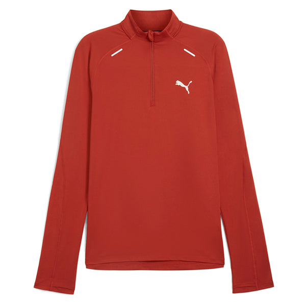 Shop Red Mens Puma Run Cloudspun Mock Neck Long Sleeve Quarter Zip