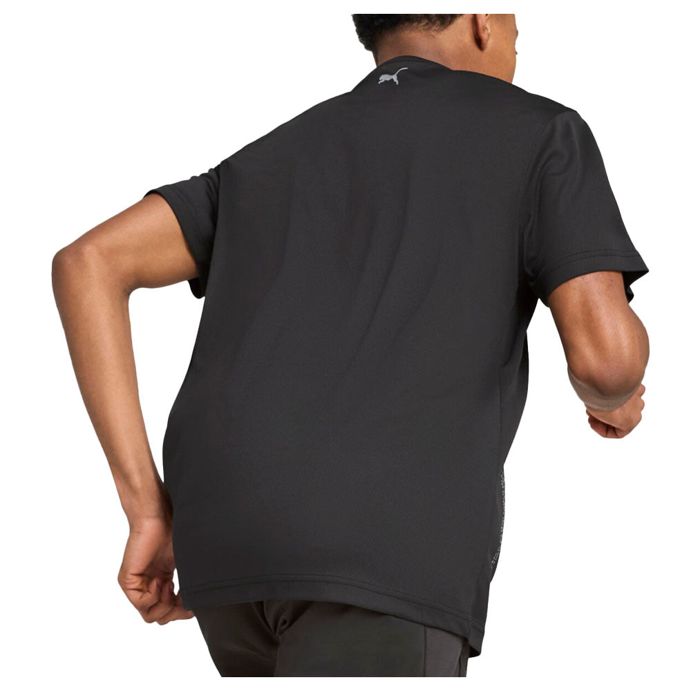 Shop Black Mens Graphics Running Illustration Crew Neck Short