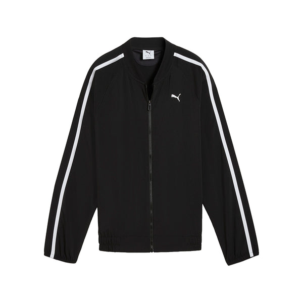 Shop Black Womens Floral Ribbon Woven Full Zip Training Jacket