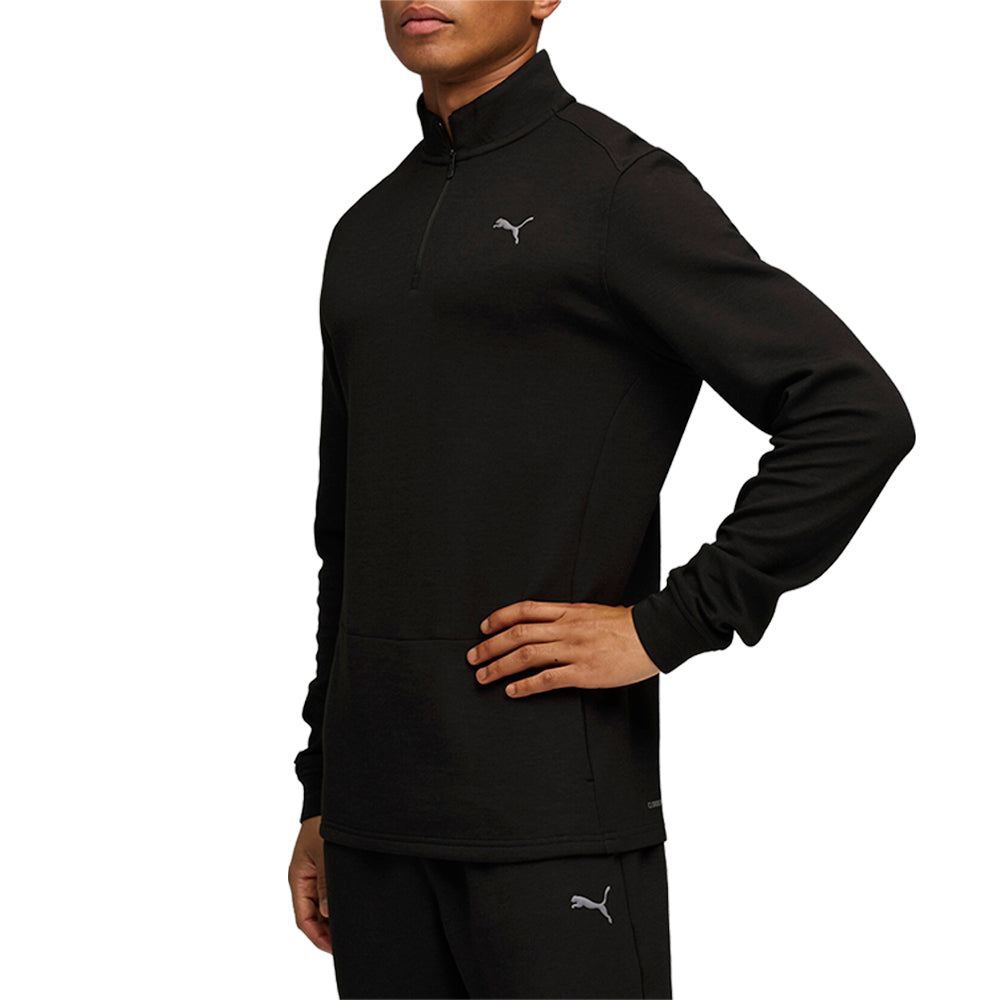 Shop Black Mens Cloudspun Collared Neck Long Sleeve Quarter Zip