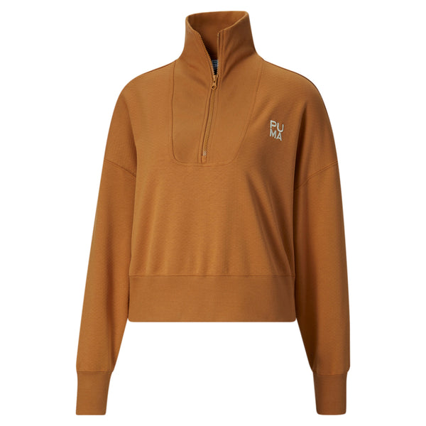 Shop Brown Womens Puma Infuse Oversized Quarter Zip Pullover