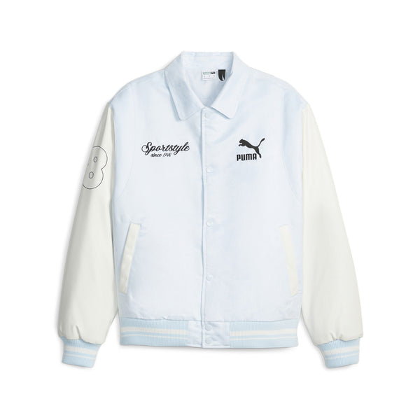 Shop Blue, Off White Mens Puma Team Varsity Snap Button Up Jacket