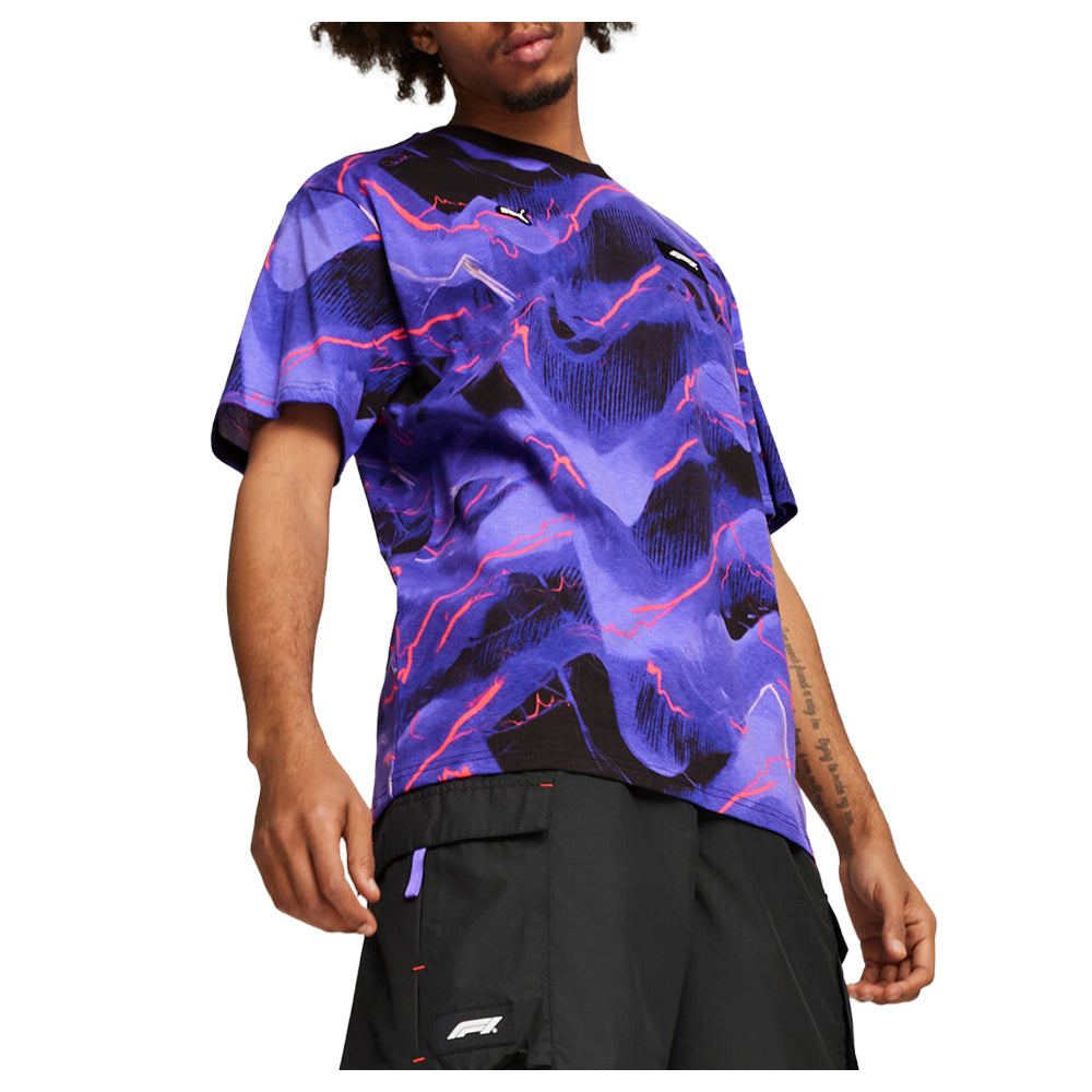 Shop Black Mens F1 Neon Energy Graphic Crew Neck Short Sleeve T