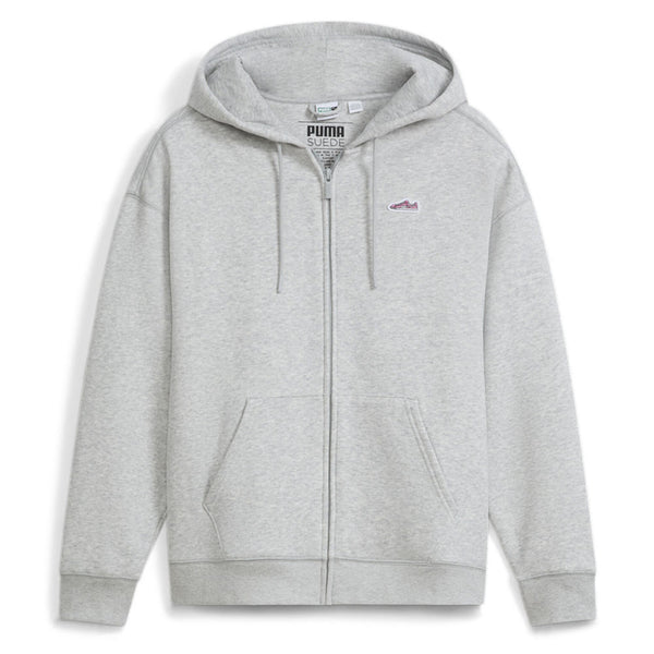 Shop Grey Womens Puma Suede Logo Full Zip Hoodie – Shoebacca