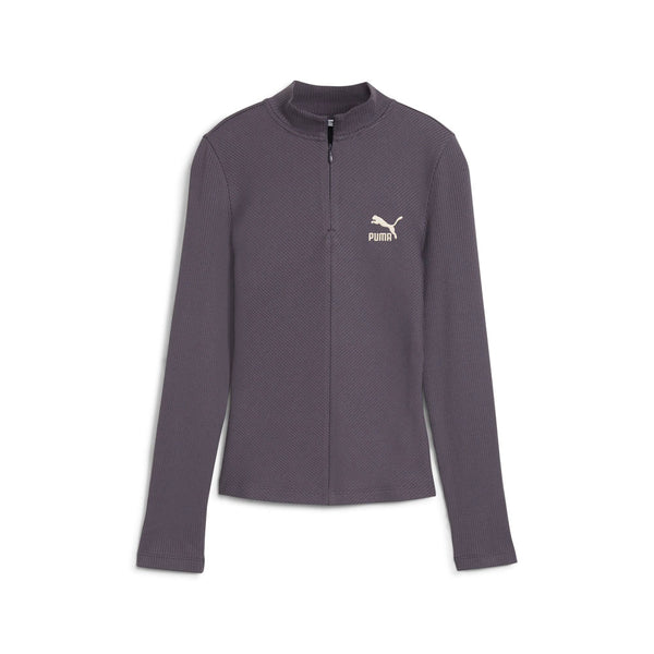 Shop Grey Womens Classics Ribbed Mock Neck Long Sleeve Half Zip