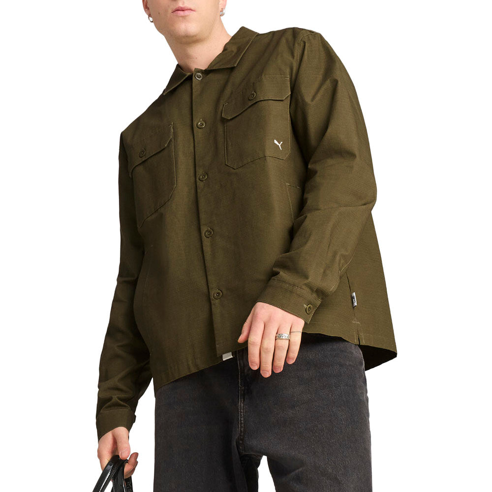 Shop Green Mens MMQ Ripstop Overshirt Button Down Jacket – Shoebacca