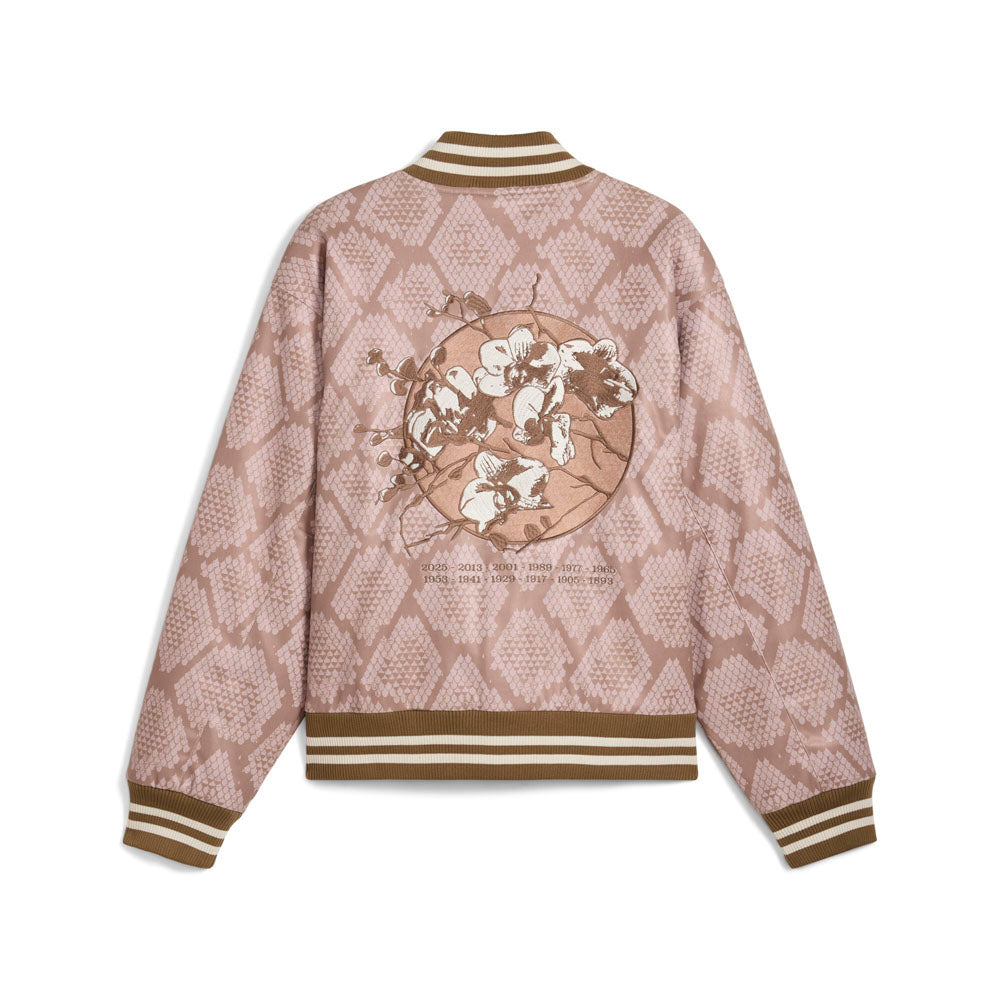 PUMA スカジャン　希少　ブラウン×ゴールド×ピンク　ボンバージャケットY2K Shop Beige Mens Special Items Year Of The Snake College Full Zip