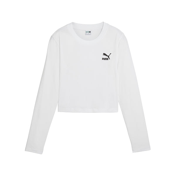 Shop White Womens Classics Baby Crew Neck Long Sleeve T-Shirt