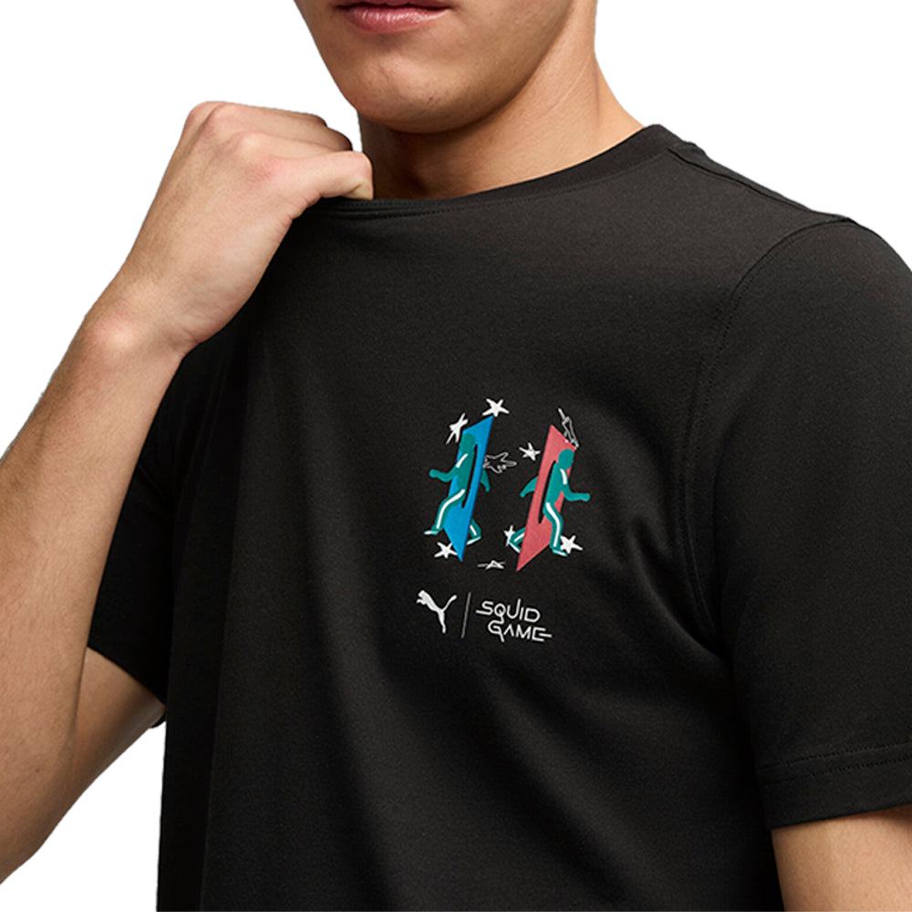 Shop Black Mens PUMA X SQUID GAME Graphic Crew Neck Short Sleeve T