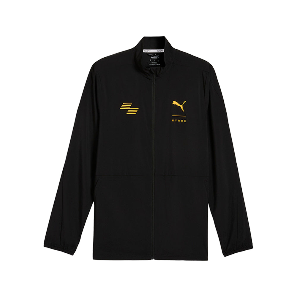 Shop Black Mens PUMA X HYROX Run Favorite Woven Full Zip Jacket