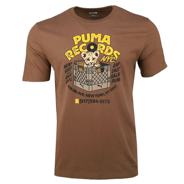 Shop Brown Mens NYC Records Graphic Crew Neck Short Sleeve T-Shirt