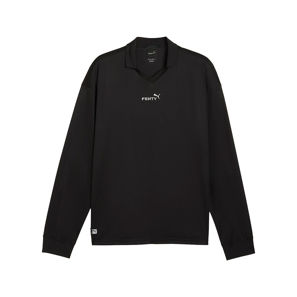 Shop Black Mens FENTY X PUMA Collared Long Sleeve Goalie Jersey