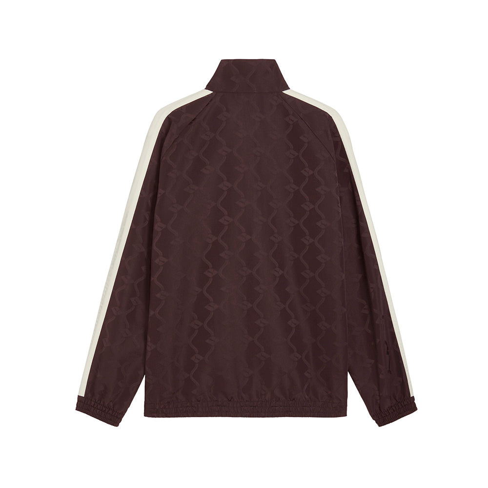 Shop Brown Mens T7 Jacquarded Woven Relaxed Full Zip Track Jacket