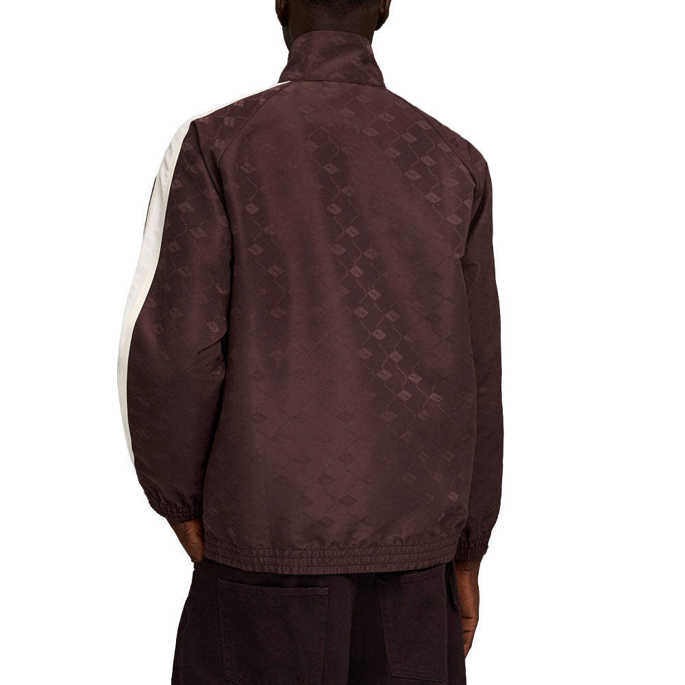 Shop Brown Mens T7 Jacquarded Woven Relaxed Full Zip Track Jacket