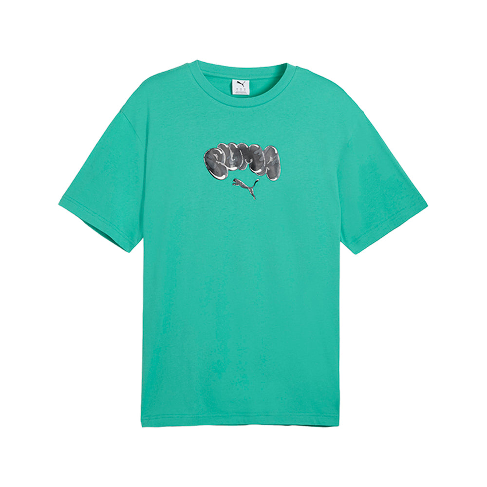 Shop Green Mens Balloon Art Relaxed Crew Neck Short Sleeve T-Shirt