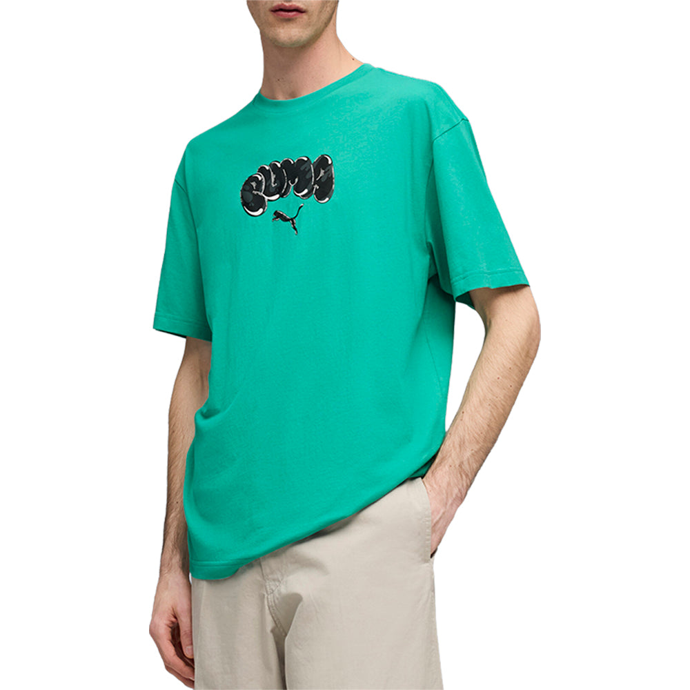 Shop Green Mens Balloon Art Relaxed Crew Neck Short Sleeve T-Shirt