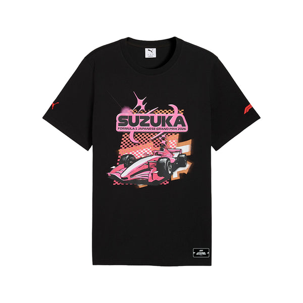 Shop Black Mens F1 Japan Graphic Crew Neck Short Sleeve T-Shirt
