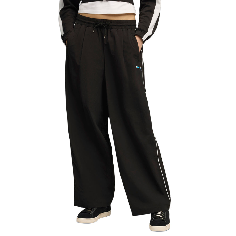 Shop Black Womens T7 Piping Relaxed Woven Track Pants – Shoebacca