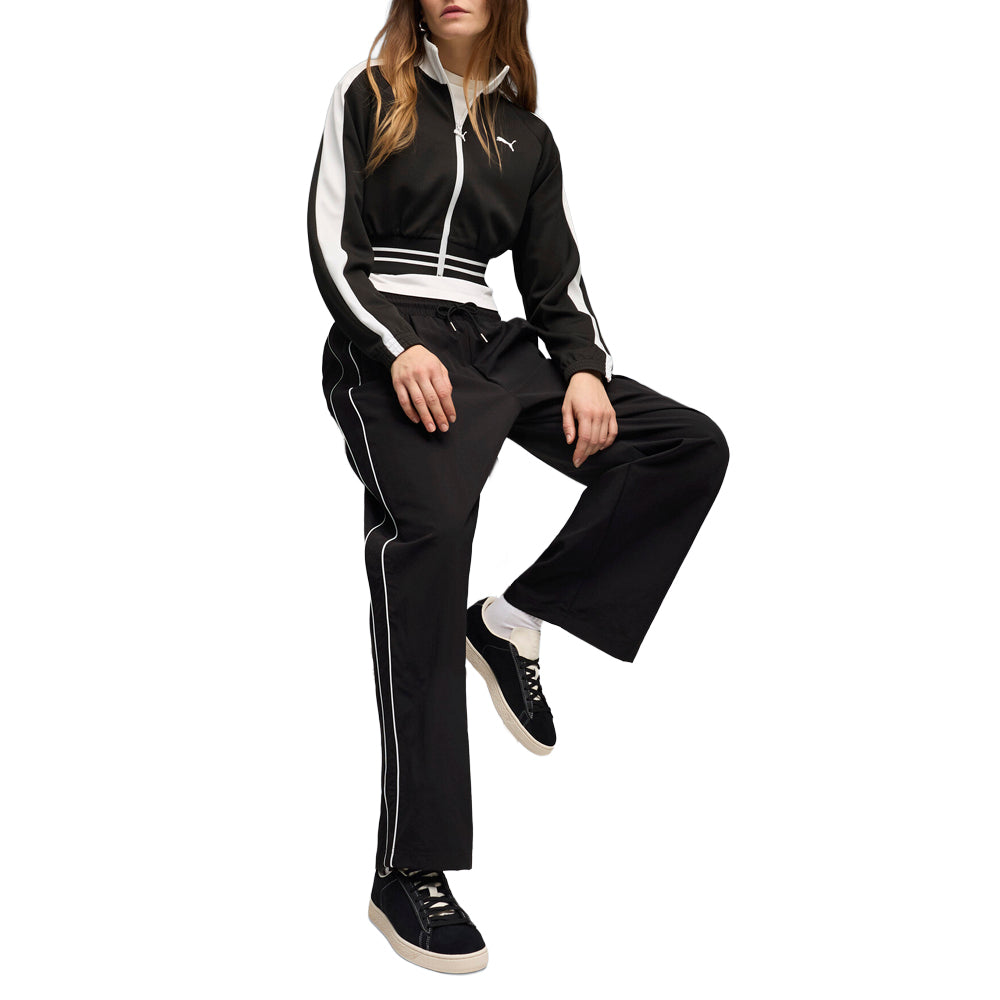 Shop Black Womens T7 Piping Relaxed Woven Track Pants – Shoebacca