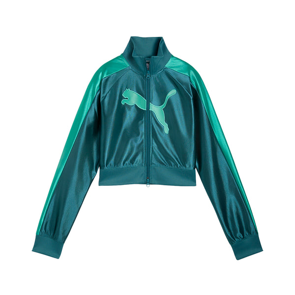 Shop Green Womens Future Archive T7 Slim Cropped Full Zip Track