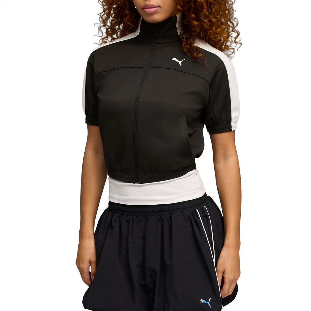Shop Black Womens T7 Short Sleeve Full Zip Track Jacket – Shoebacca