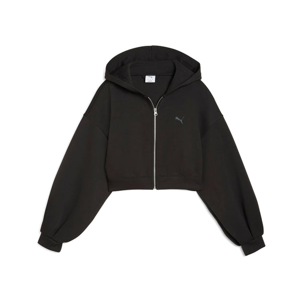 Shop Black Womens Wardrobe Essentials Cropped Full Zip Hoodie