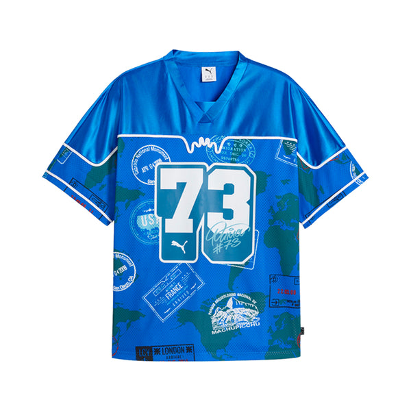 Shop Blue Mens The ATW Dylan All Over Print Basketball V Neck
