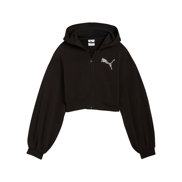 Shop Black Womens Essentials Graphic Bedazzled Full Zip Hoodie