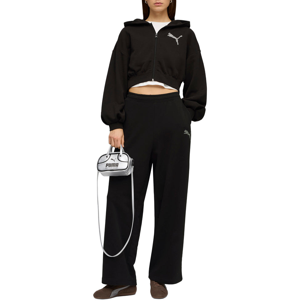Shop Black Womens Essentials Graphic Bedazzled Full Zip Hoodie