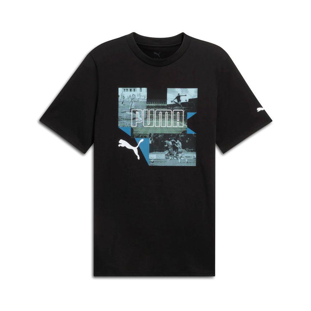 Shop Black Mens Linear Photo Real Graphic Crew Neck Short Sleeve T