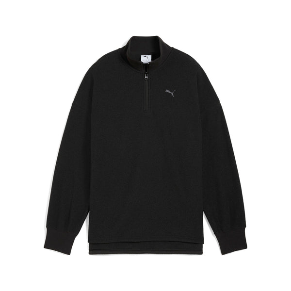 ミュゼ Shop Black Womens HER Oversized Half Zip Winterized Crew Pullover