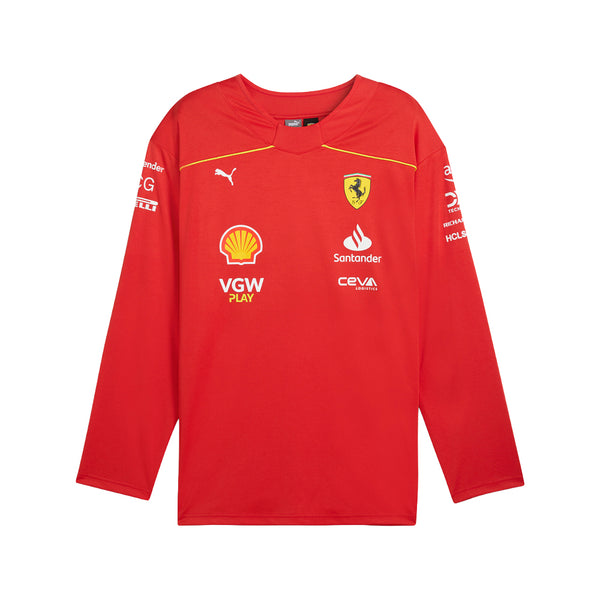 Shop Red Mens Scuderia Ferrari Team Hockey Crew Neck Long Sleeve
