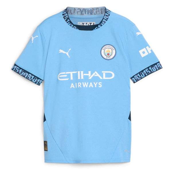 Shop Blue Boys Puma Manchester City F.C. Crew Neck Short Sleeve