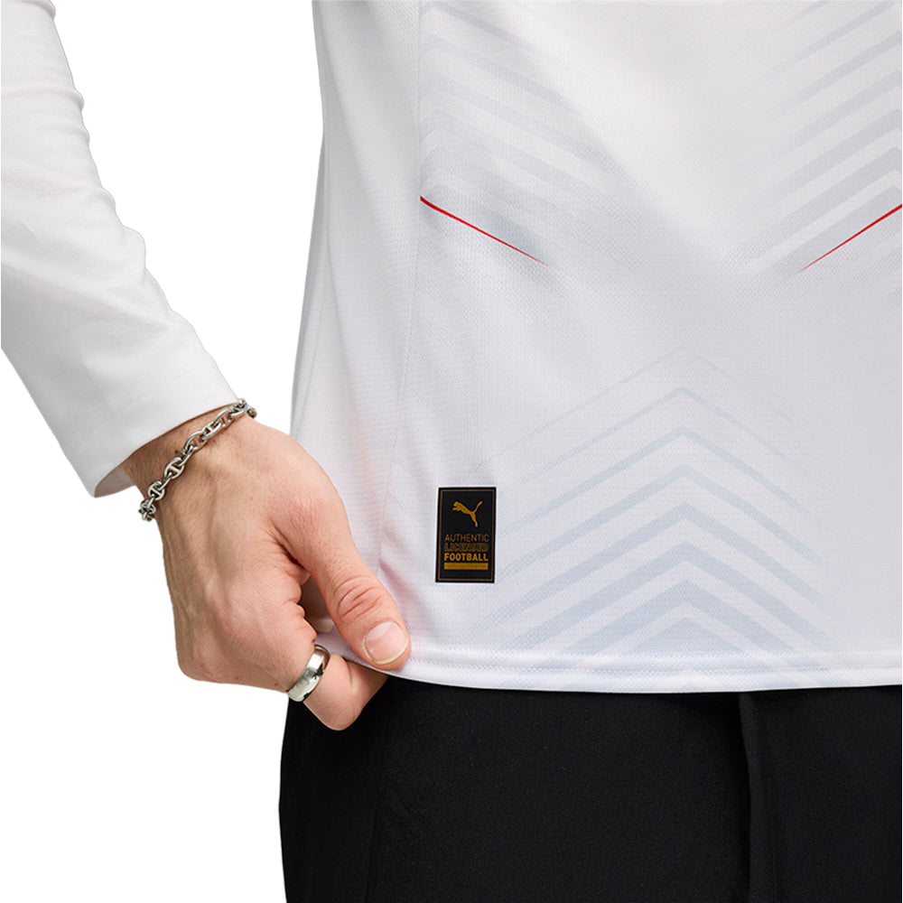 Shop White Mens RBL Home V-Neck Long Sleeve Replica Jersey – Shoebacca