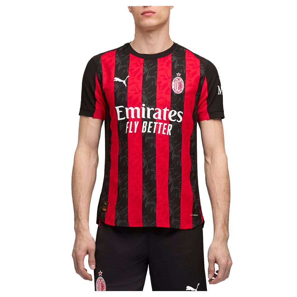 Shop Black Mens AC Milan Home Crew Neck Short Sleeve Jersey