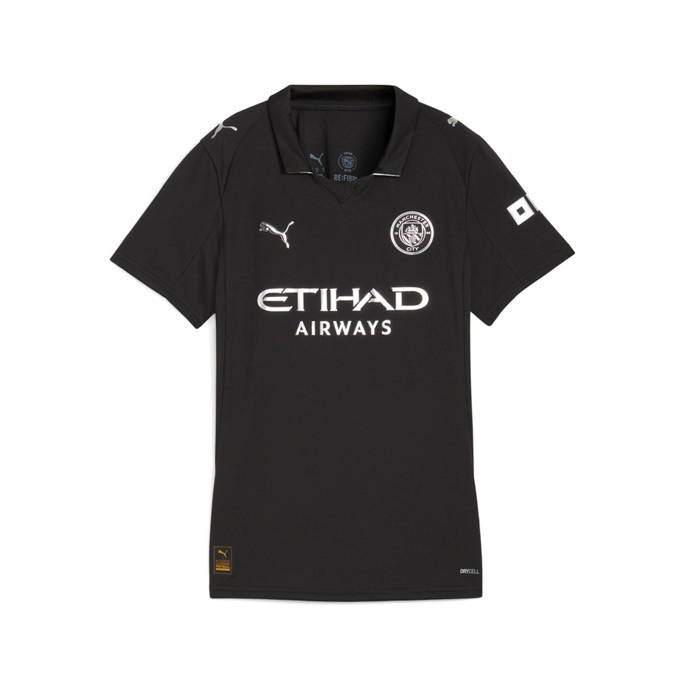 Shop Black Womens Manchester City Logo Collared Short Sleeve