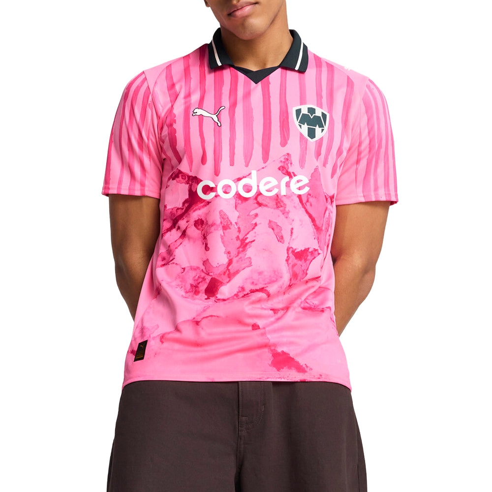 Shop Pink Mens PUMA X KIDSUPER MTY Collared Short Sleeve Replica