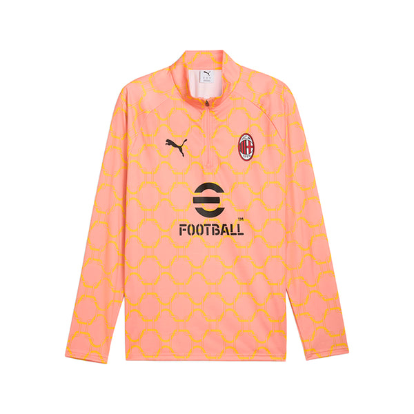 Shop Orange Mens AC Milan Quarter Zip Soccer Pullover Sweatshirt