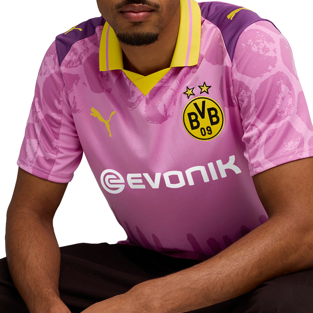 Shop Purple Mens PUMA X KIDSUPER Borussia Dortmund Collared Short