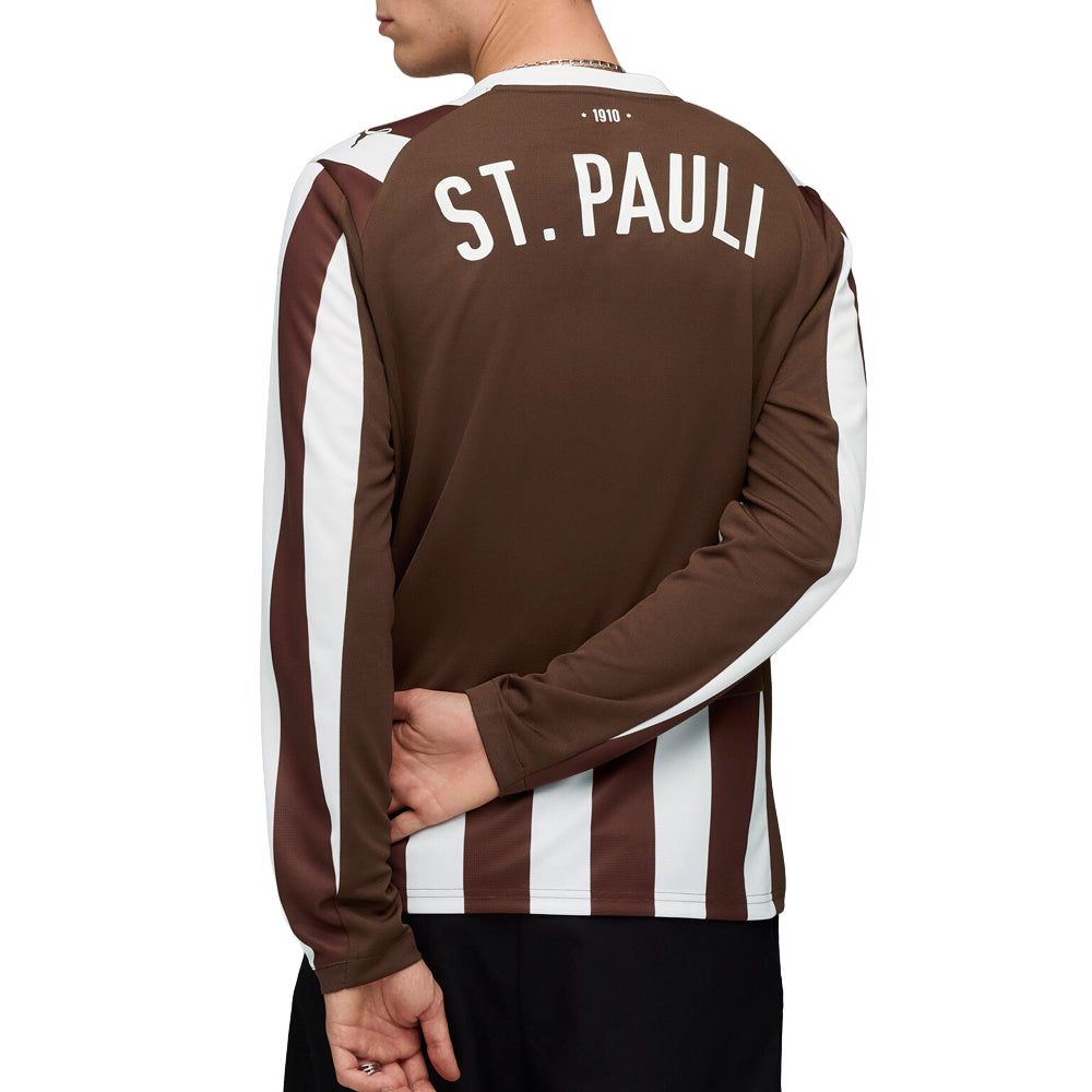 Shop Brown, White Mens FC St. Pauli 25/26 Crew Neck Long Sleeve