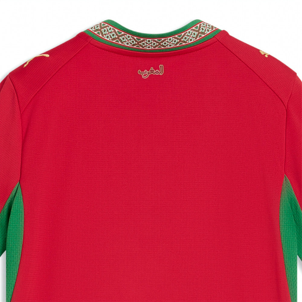 Shop Red Boys Morocco Home Henley Neck Short Sleeve Soccer Jersey
