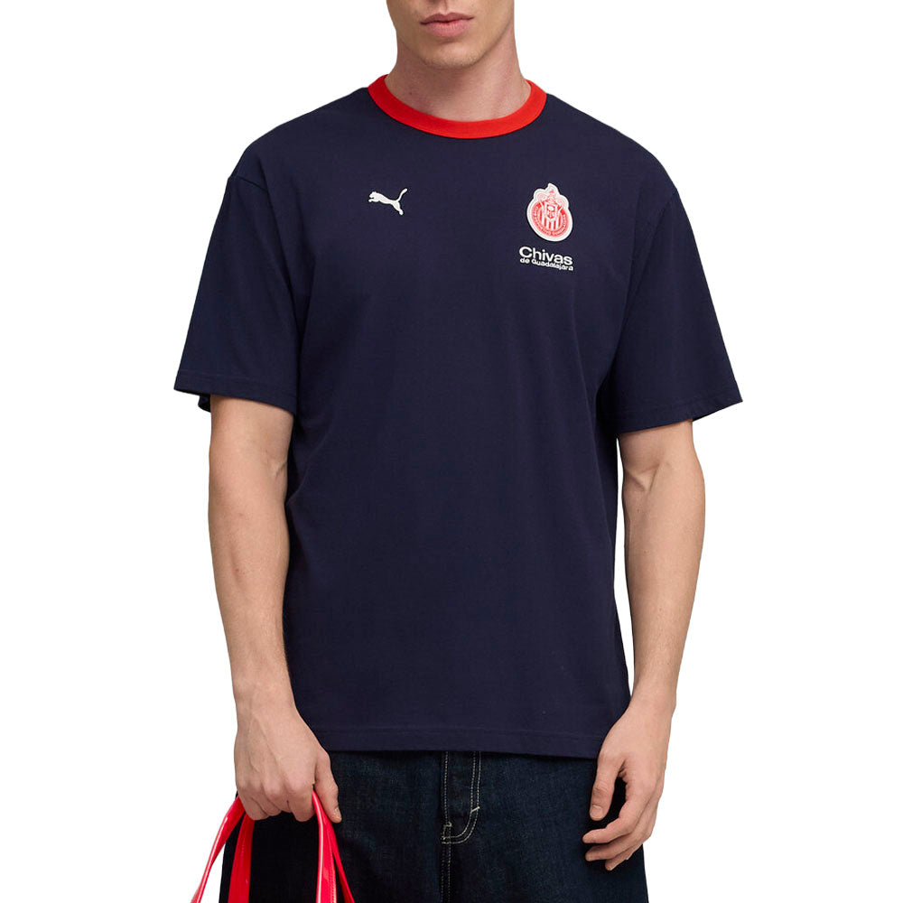 Shop Blue Mens Chivas Graphic Relaxed Crew Neck Short Sleeve T