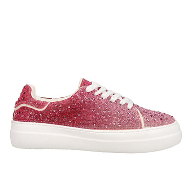 Shop Pink Womens Corkys Bedazzle Rhinestone Lace Up Platform