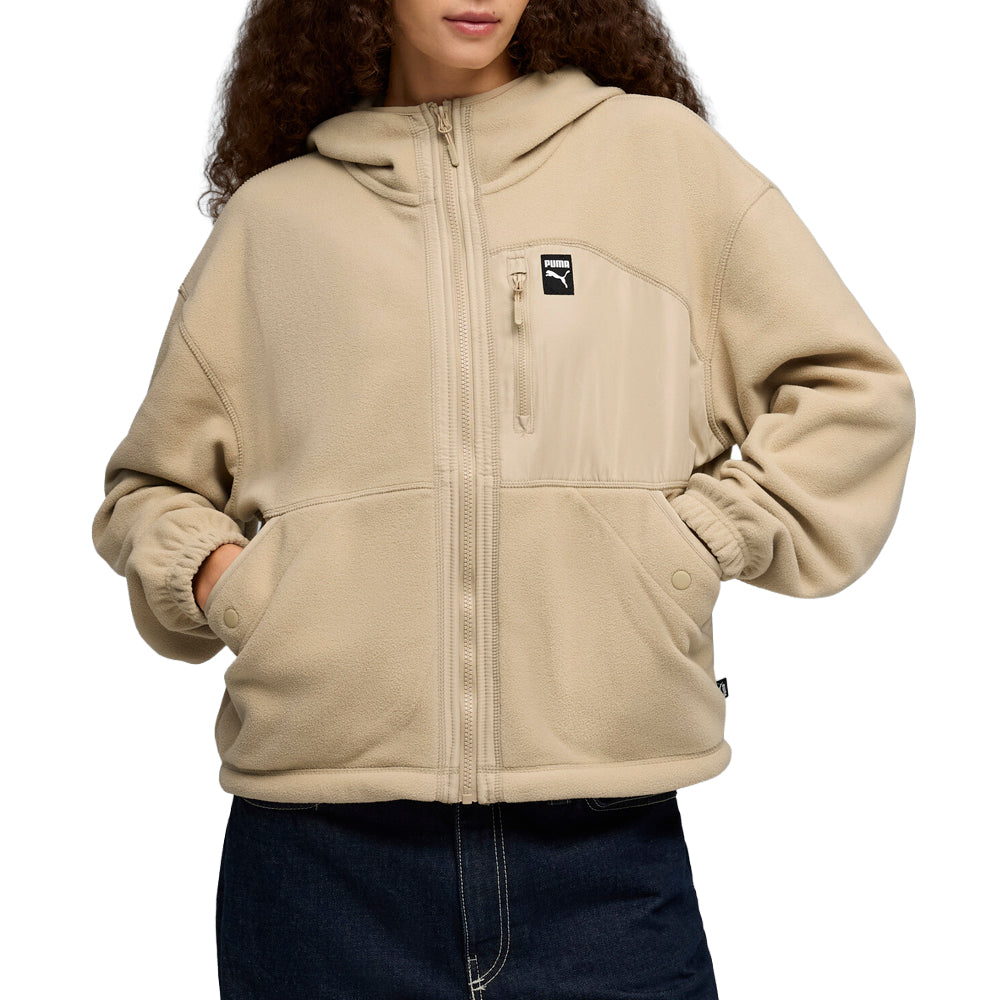 Shop Beige Womens Polar Fleece Hooded Full Zip Jacket – Shoebacca