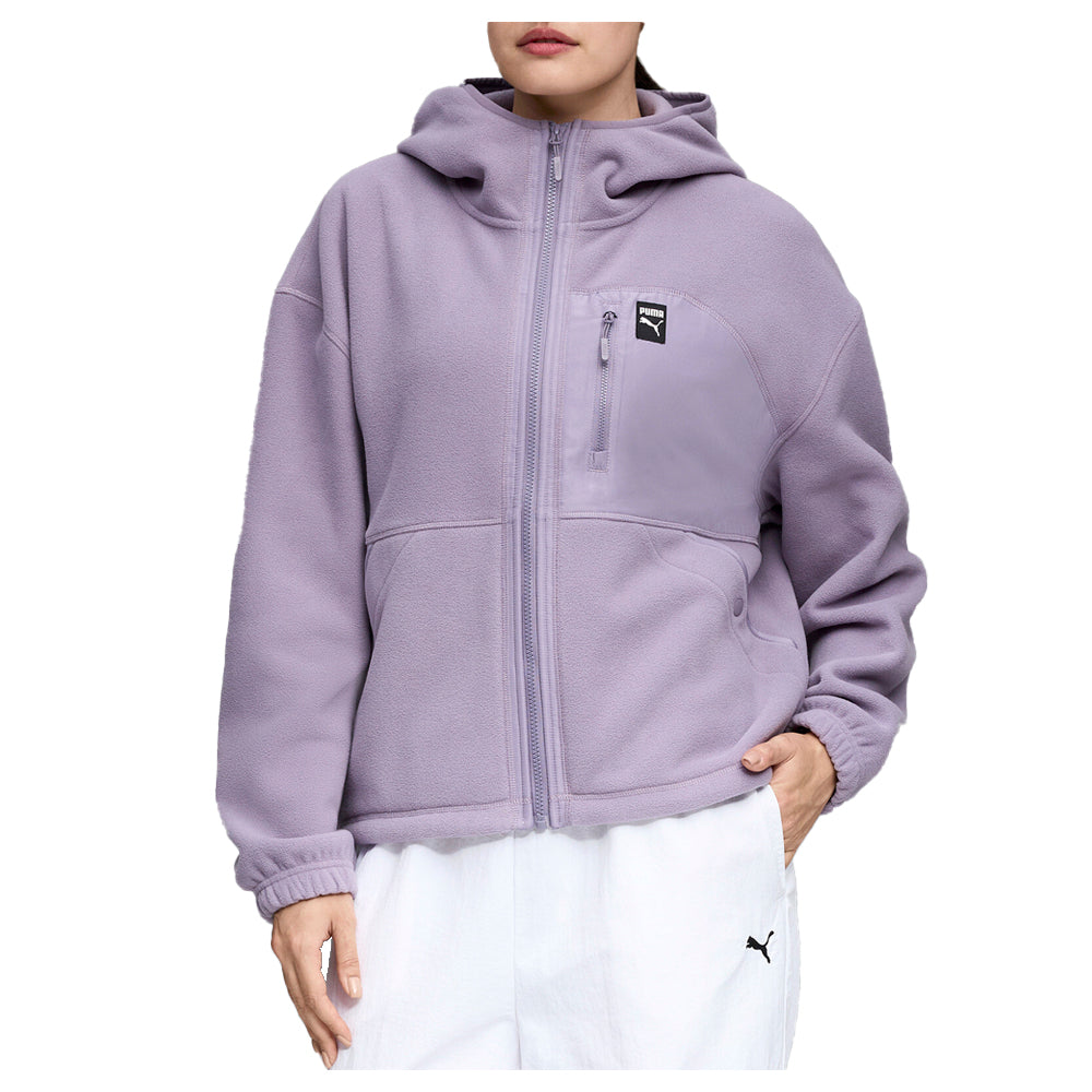 Shop Purple Womens Polar Fleece Hooded Full Zip Jacket – Shoebacca