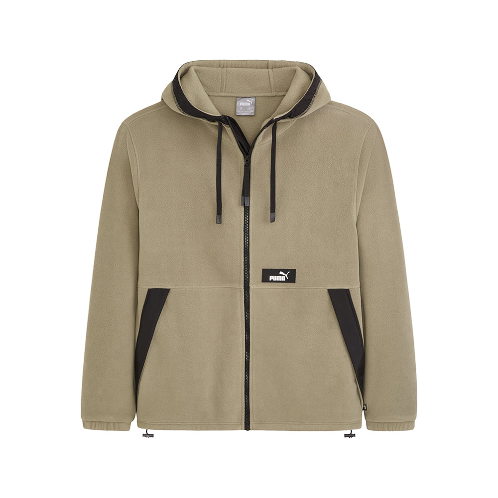 Shop Brown Mens Hooded Polar Fleece Full Zip Jacket – Shoebacca