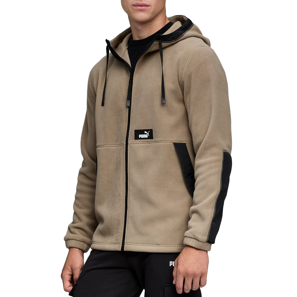 Shop Brown Mens Hooded Polar Fleece Full Zip Jacket – Shoebacca