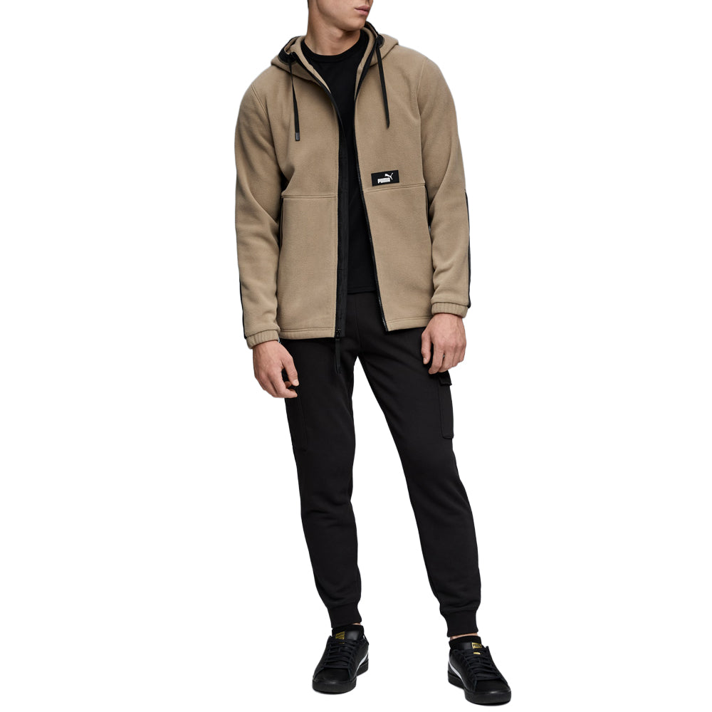 Shop Brown Mens Hooded Polar Fleece Full Zip Jacket – Shoebacca